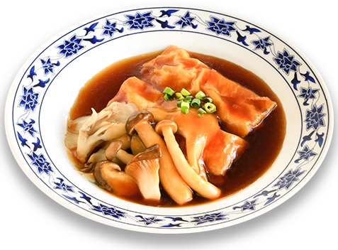 重慶茶樓|きのこフェア|湯葉巻きとキノコのオイスターソース蒸し