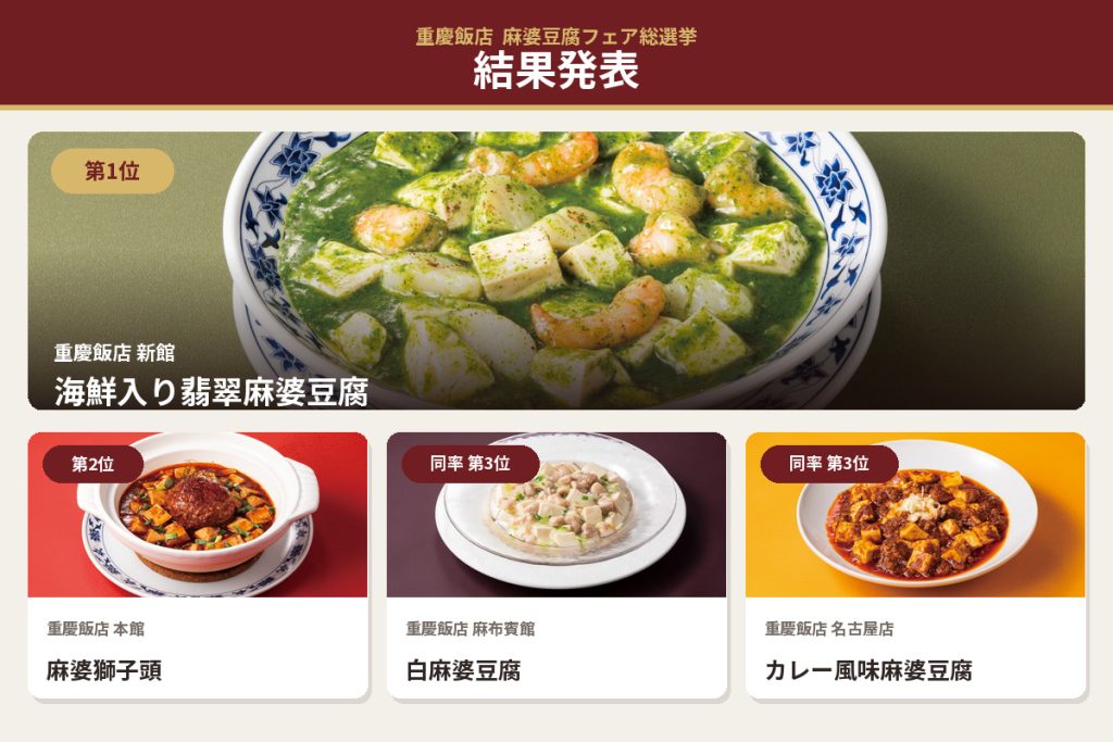麻婆豆腐フェア 総選挙 結果発表